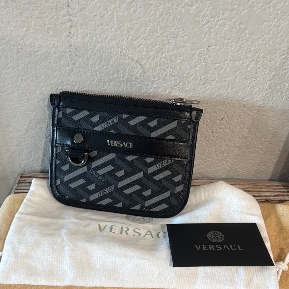 Versace Monogram Black and Gray Pouch